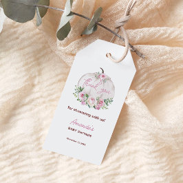 Rosa Blommigt Little Pumpkin Baby Shower Presentetikett