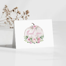 Rosa Blommigt Little Pumpkin Baby Shower Tack Kort