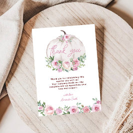 Rosa Blommigt Little Pumpkin Baby Shower Tack Kort