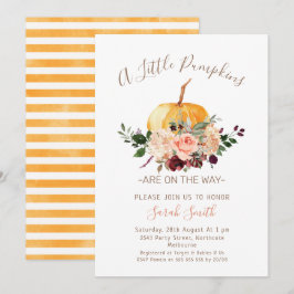 Rosa Blommigt Little Pumpkins Baby Shower-inbjudan Inbjudningar