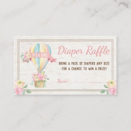 Rosa Blommigt Luftballong Diaper Raffle Biljett Tilläggskort