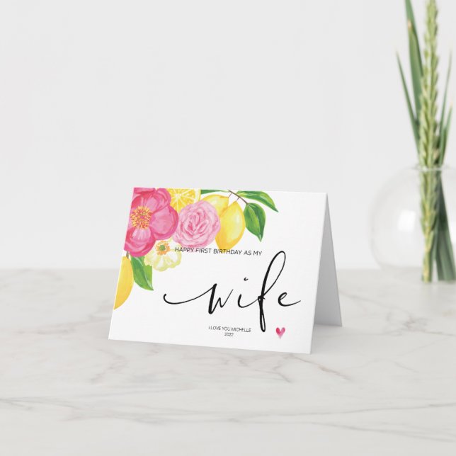 Rosa Blommigt Lycklig första födelsedag som min hu Kort (Framsida)