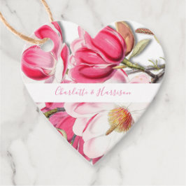 Rosa Blommigt Magnolia Elegant bröllop Gåvor Etiketter