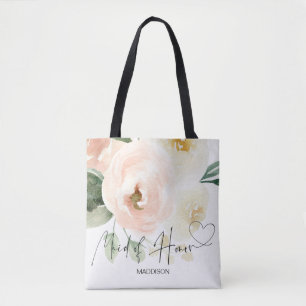 Rosa Blommigt Maid of honor Brudens sida Gift Tygkasse