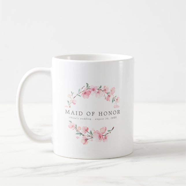 Rosa Blommigt Maid of honor Kaffemugg (Vänster)