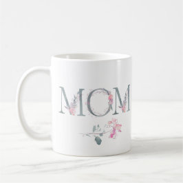 Rosa Blommigt Mamma Design med Namn Kaffemugg