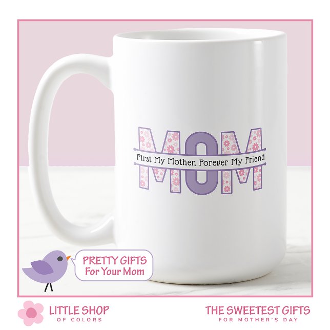 Rosa Blommigt Mamma för min vän Mor dag Kaffemugg (Skapare uppladdad)