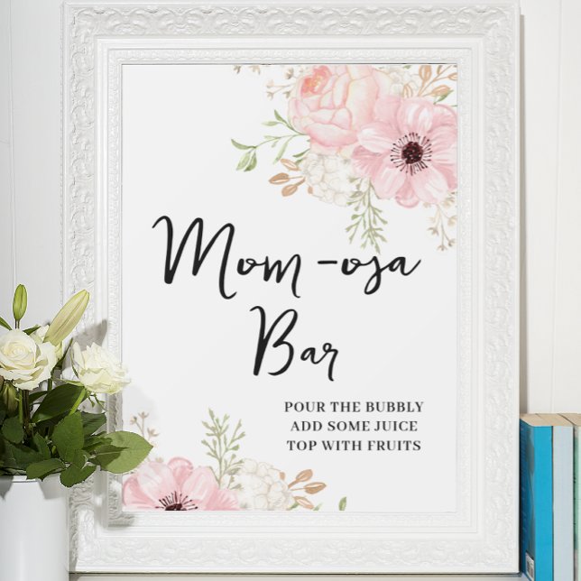 Rosa Blommigt Mamma-osa-pub Baby Shower Poster (Skapare uppladdad)