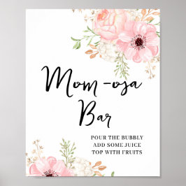Rosa Blommigt Mamma-osa-pub Baby Shower Poster