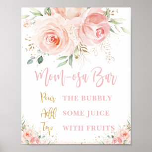 Rosa Blommigt Mamma-osa Pub Babyskyltsskylt för Poster