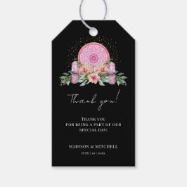 Rosa Blommigt Mandala Crystals Metaphysical Bröllo Presentetikett