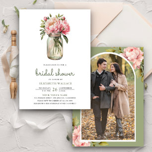 Rosa Blommigt Mason Burk Photo Möhippa Inbjudningar