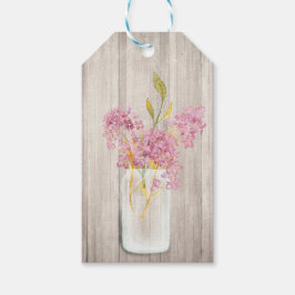 Rosa Blommigt Mason Burk Rustic Gift Märkres Presentetikett
