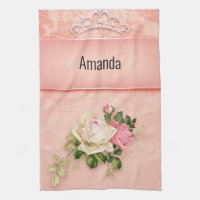 Rosa blommigt med Diamond Tiara Princess Design