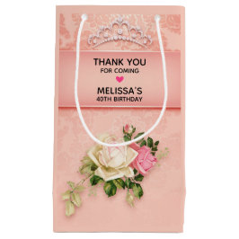 Rosa blommigt med Diamond Tiara Princess Tack