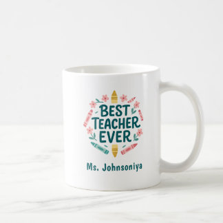 Rosa Blommigt med Kritor Best Teacher någonsin Kaffemugg