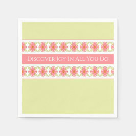 Rosa Blommigt med Ljust grönt Pappersservett