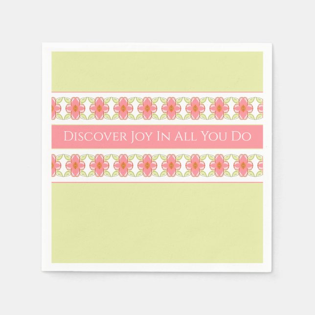 Rosa Blommigt med Ljust grönt Pappersservett (Framsidan)