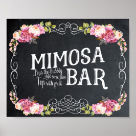 rosa blommigt Mimosa Pub Bröllop Sign BQ Poster