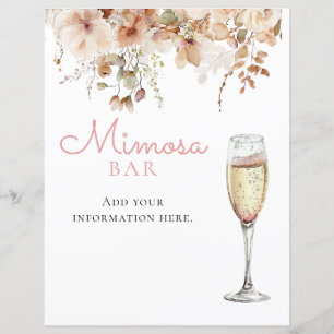 Rosa Blommigt Mimosa Pub Champagne Menu-tecken