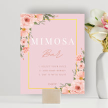 Rosa Blommigt Mimosa Pub Shower Sign