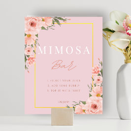  Rosa Blommigt Mimosa Pub Shower Sign Poster
