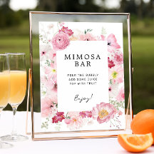 Rosa Blommigt Mimosa Pub Sign