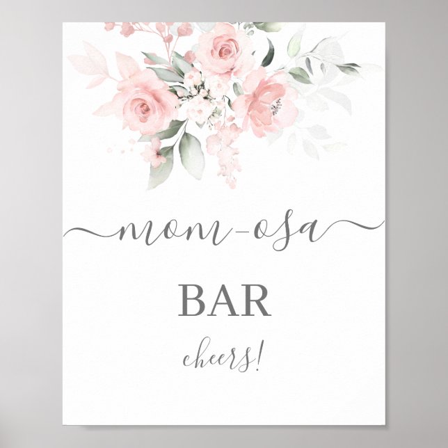  Rosa Blommigt Mimosa Pub-tecken Poster (Framsidan)