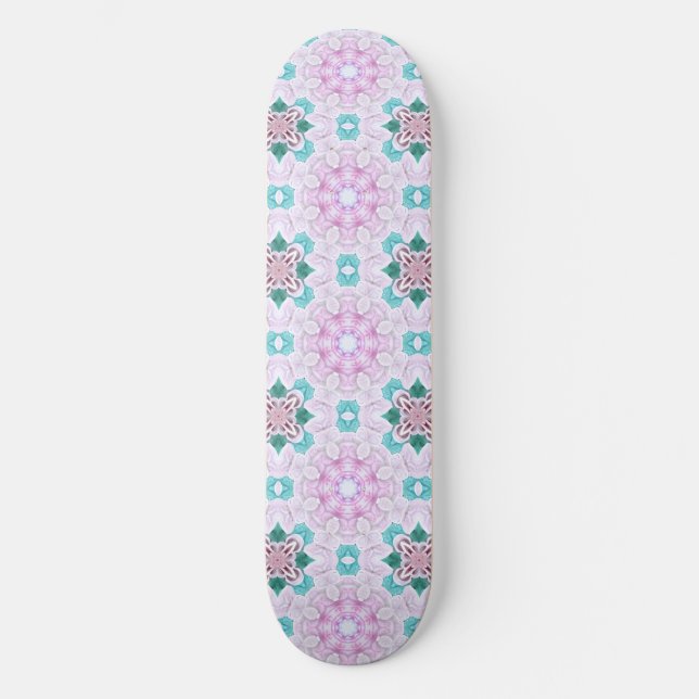 ROSA BLOMMIGT MINI SKATEBOARD BRÄDA 18,5 CM (Framsida)