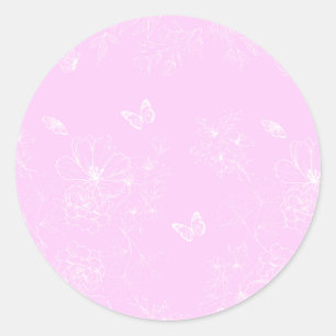 Rosa Blommigt Minimalistisk modern Abstrakt för Mö Runt Klistermärke