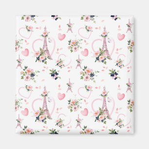 Rosa Blommigt Minimalistisk parisisk magnet