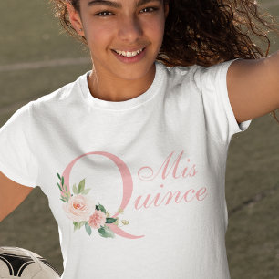 Rosa Blommigt Mis Quince 15:e födelsedagen T Shirt