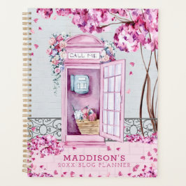 Rosa Blommigt Mobil Booth Personlig Blogg Planner