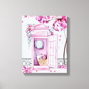Rosa Blommigt Mobil Booth Personlig Canvastryck