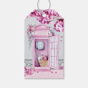 Rosa Blommigt Mobil Booth Personlig Presentetikett
