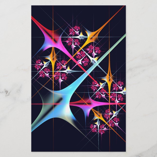 Rosa Blommigt Modern Abstrakt Art Färg Mönster #01 Brevpapper (Framsida)