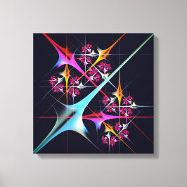 Rosa Blommigt Modern Abstrakt Art Färg Mönster #01 Canvastryck