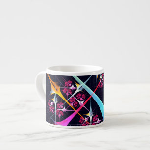 Rosa Blommigt Modern Abstrakt Art Färg Mönster #01 Espressomugg