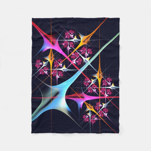 Rosa Blommigt Modern Abstrakt Art Färg Mönster #01 Fleecefilt (Framsidan)