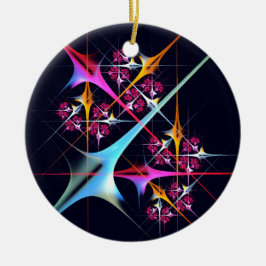 Rosa Blommigt Modern Abstrakt Art Färg Mönster #01 Julgransprydnad Keramik