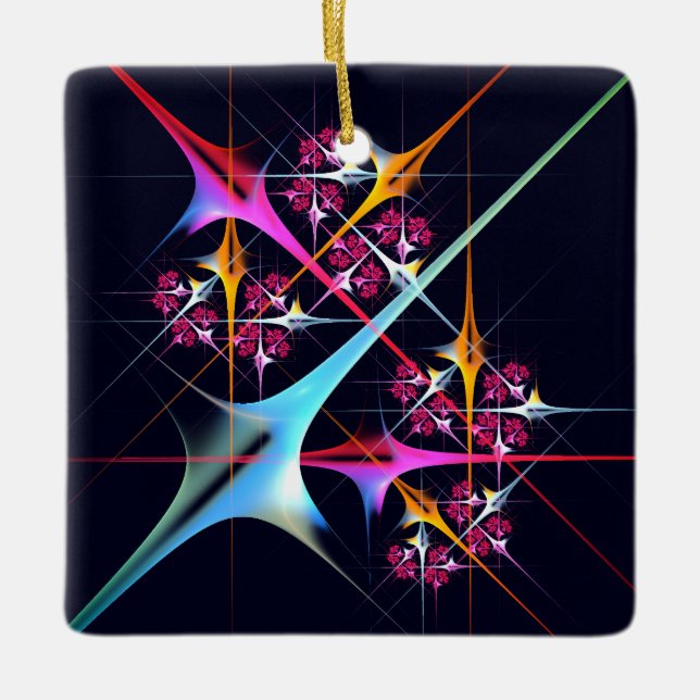 Rosa Blommigt Modern Abstrakt Art Färg Mönster #01 Julgransprydnad Keramik (Framsida)