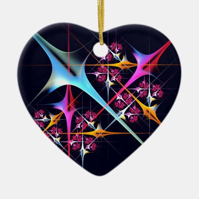 Rosa Blommigt Modern Abstrakt Art Färg Mönster #01 Julgransprydnad Keramik (Framsidan)