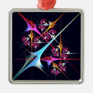 Rosa Blommigt Modern Abstrakt Art Färg Mönster #01 Julgransprydnad Metall