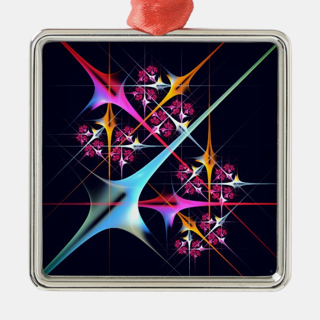 Rosa Blommigt Modern Abstrakt Art Färg Mönster #01 Julgransprydnad Metall (Framsidan)