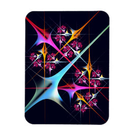 Rosa Blommigt Modern Abstrakt Art Färg Mönster #01 Magnet