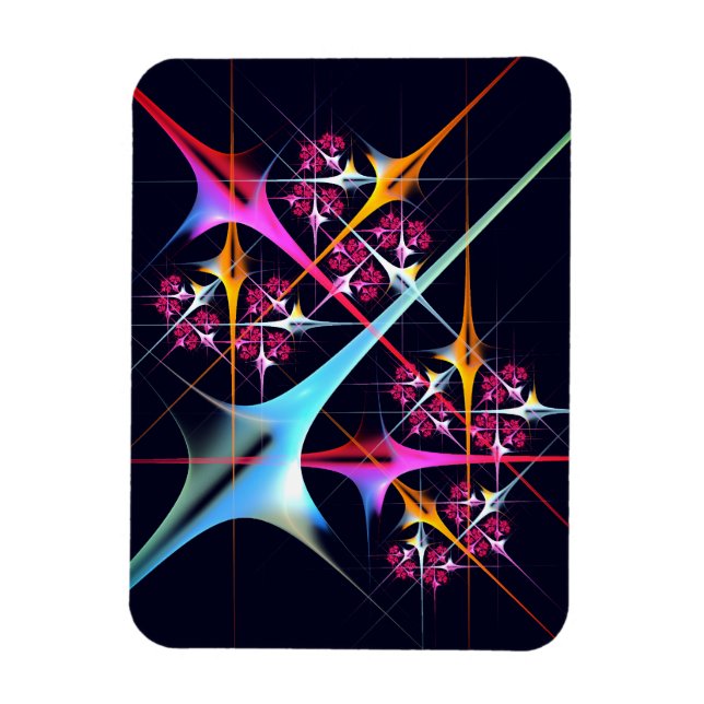 Rosa Blommigt Modern Abstrakt Art Färg Mönster #01 Magnet (Vertikal)