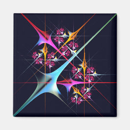 Rosa Blommigt Modern Abstrakt Art Färg Mönster #01 Magnet