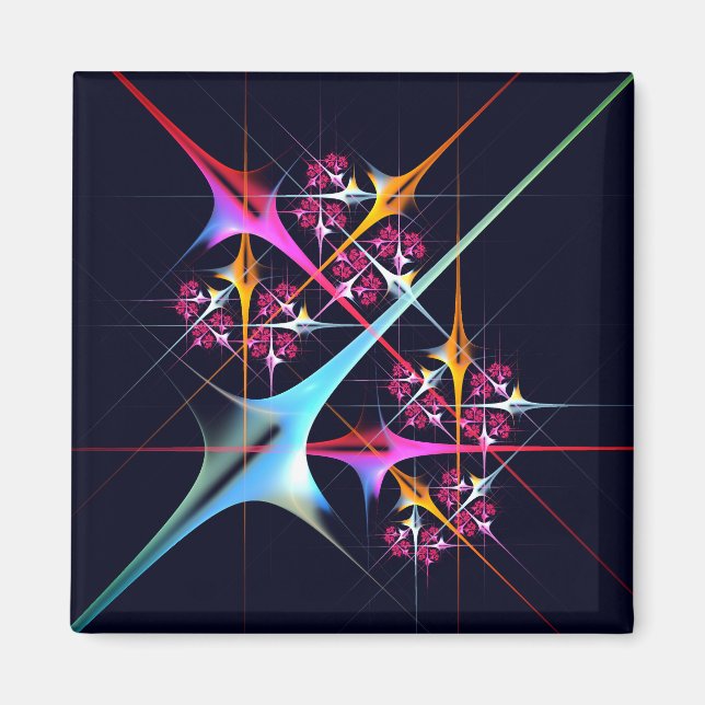 Rosa Blommigt Modern Abstrakt Art Färg Mönster #01 Magnet (Framsidan)