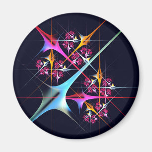 Rosa Blommigt Modern Abstrakt Art Färg Mönster #01 Magnet