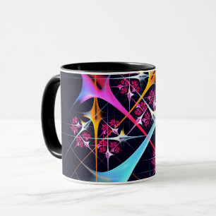 Rosa Blommigt Modern Abstrakt Art Färg Mönster #01 Mugg